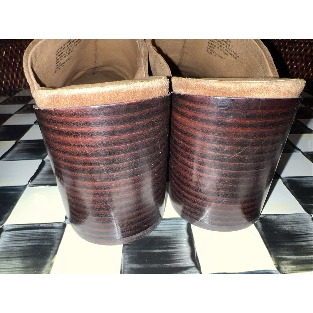 Madewell  Macarro Slip On Mule Block Heel Women Sz 11 Brown Cognac Suede Leather - Picture 2 of 7